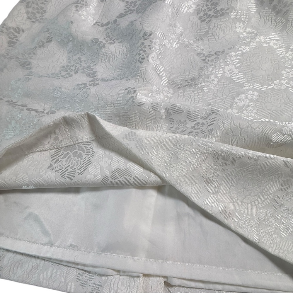 John Meyer Collection Plus Size Jacquard Floral Textured White Formal Dress - Picture 7 of 15